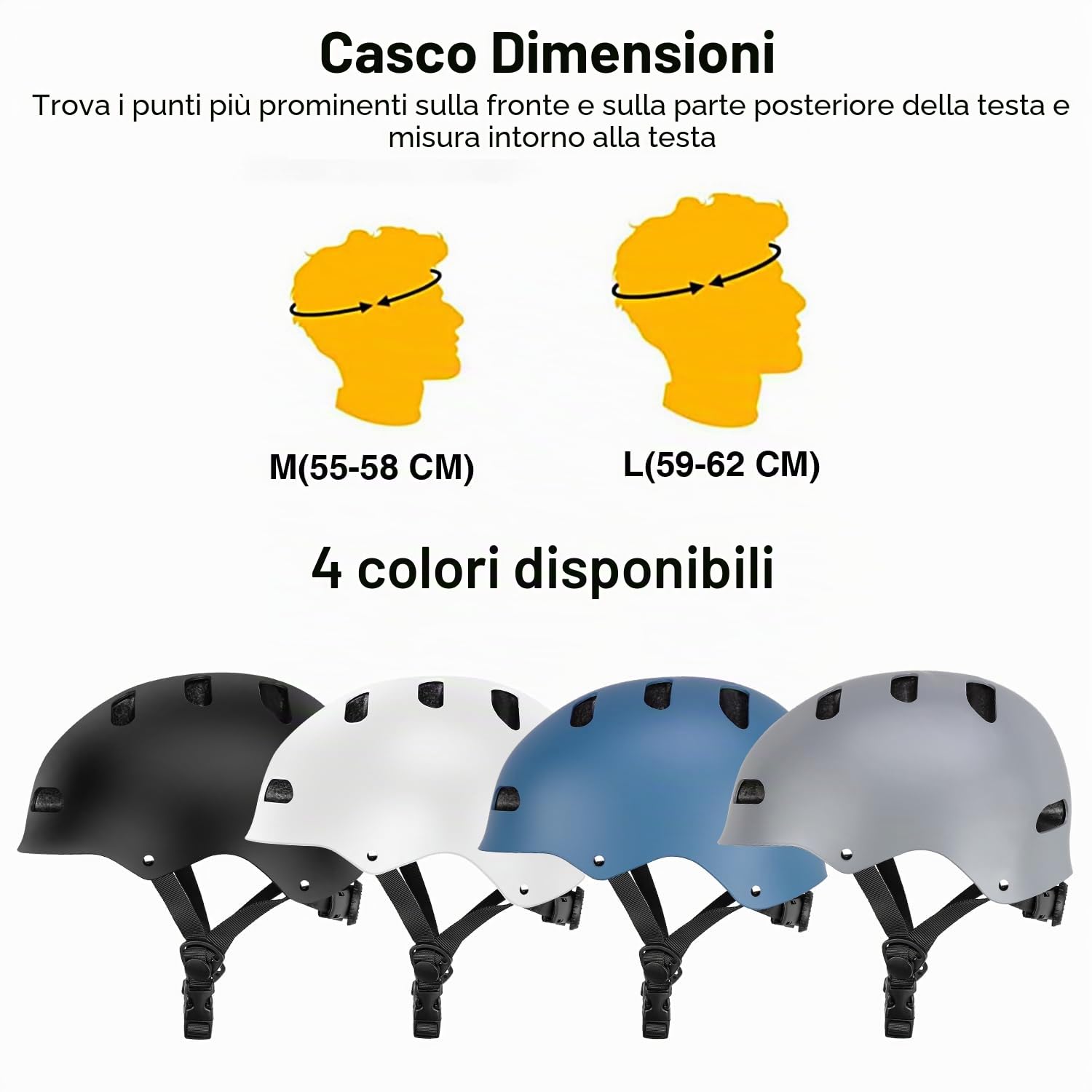 Casco da skater, per uomo, donna, robusto, per uso quotidiano, regolabile, unisex, per skateboard, scooter e BMX