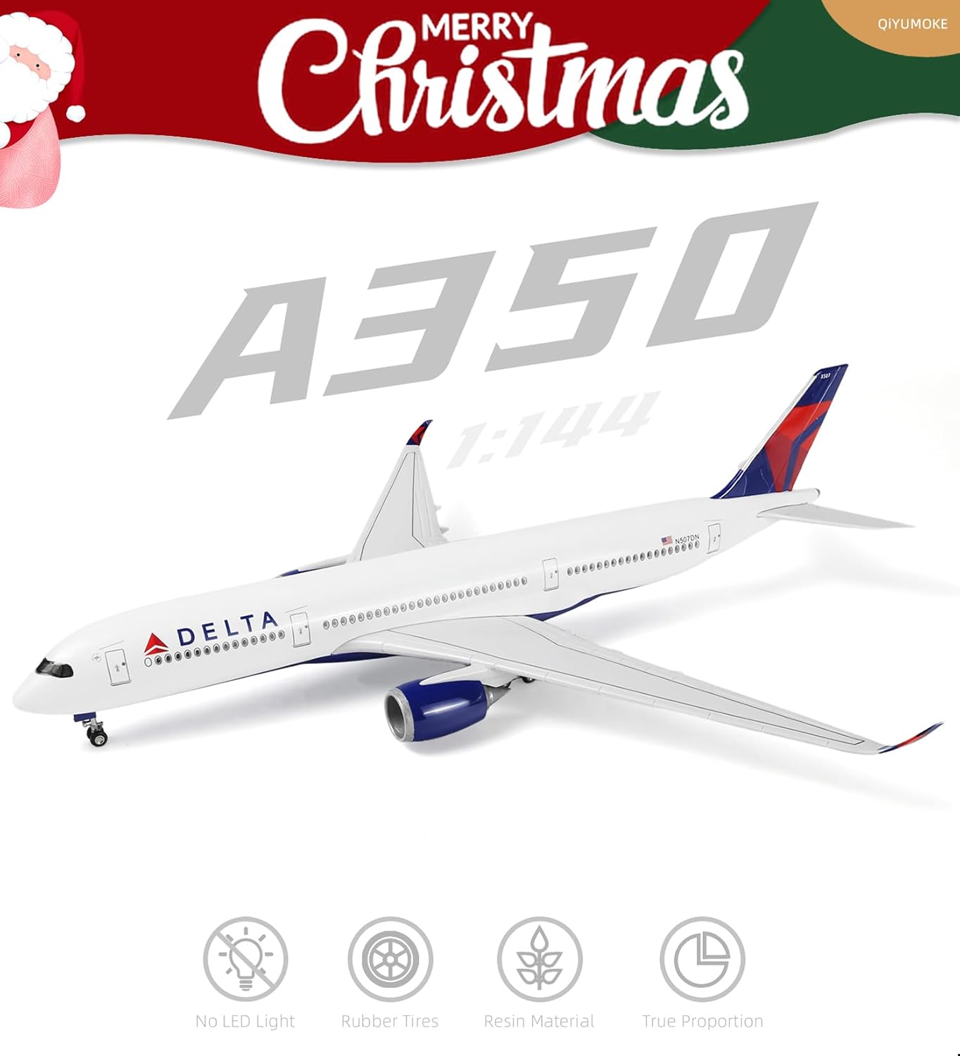 1/144 Compatible for Delta A350 Airplane Model Kits(18.5in L) for Airbus A350 Dreamliner Airlines Rrsin Plane Model with Display Stand for Graduation, Retirement Avation Gifts, Collection