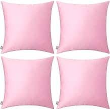 Thmyo 4-Pack 100% Cotton Solid Decorative Throw Pillow Covers 18x18 Pink