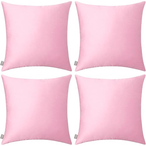 Thmyo 4-Pack 100% Cotton Comfortable Solid Decorative Throw Pillow Case Square Cushion Cover Pillowcases Sublimation Blank DIY Pillow Covers for Sofa(Only Covers,No Pillows)(26x26inch/66x66cm,Pink)