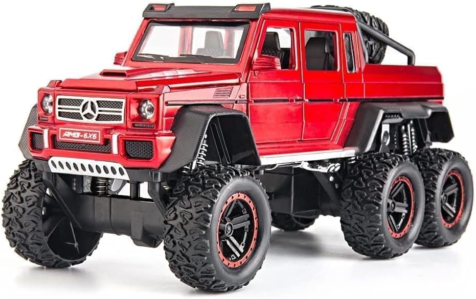 Invite Enterprise® 1:22 Big Marcedes AMG G63 6X6 Toy Car Metal Pull Back Diecast Car with Openable Door and Sound Light, Gifts Toys for Kids【 RED - Color 】