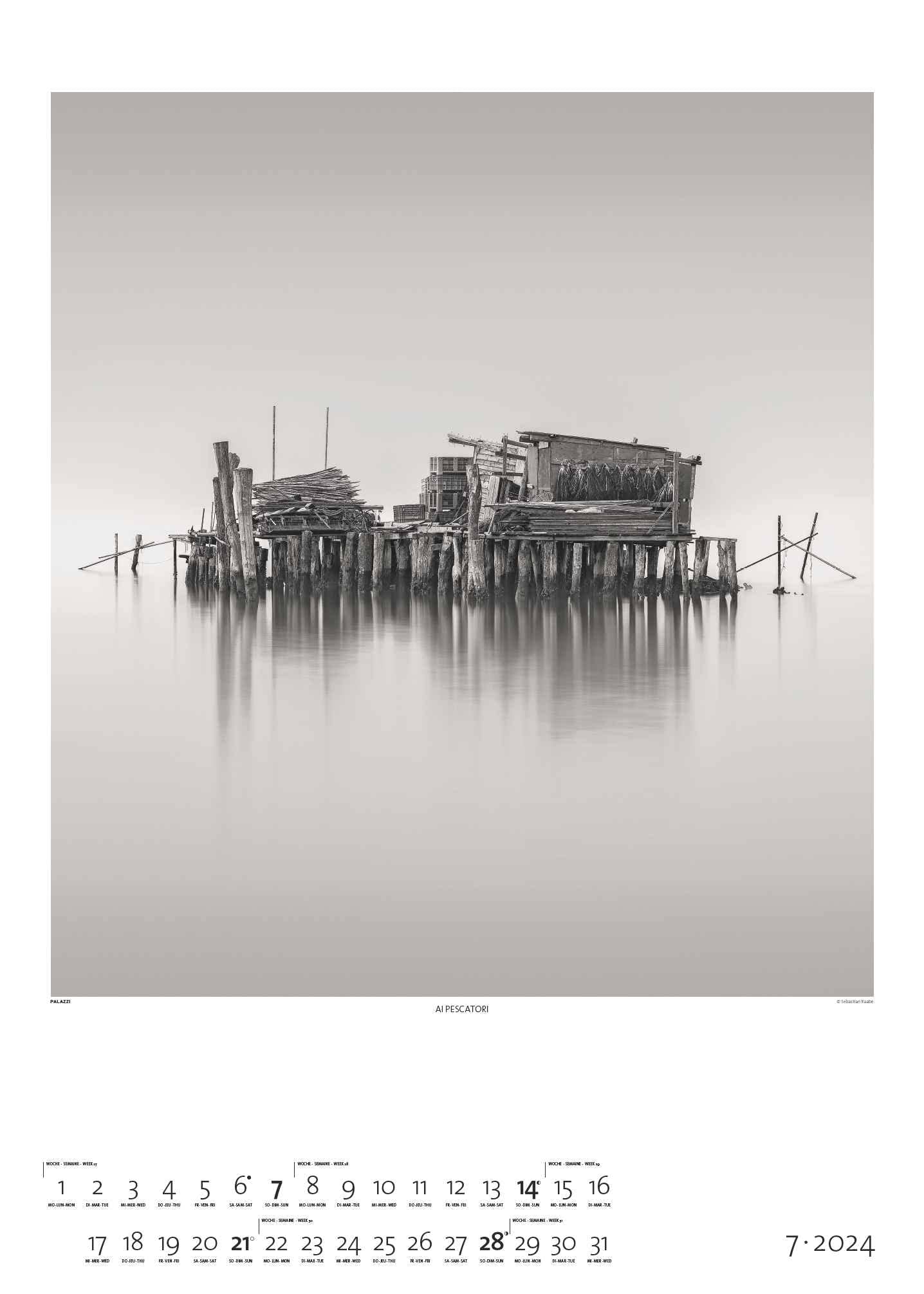 Black & White 2024 - Bildkalender 50x70 cm - Wandkalender XL - schwarz-weiß - Kunst - Hochformat - Palazzi: Fine Art Photography