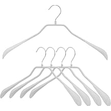 Mawa Narrow Petite Clothing Hangers, Steel Hanger with Non-Slip Coating, for Shirts, Dresses, Suits, Pants, Skirts, Camisoles, Jackets, 360-degree Rotatable Hook, Set of 5, White