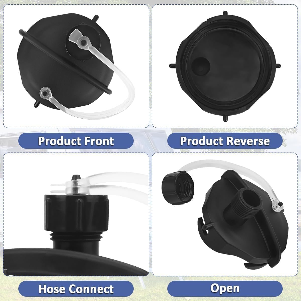 2pack 3" RV Sewer Storage Cap with 3/4" Hose Connect Adapter Replacement for Camco RV Waste Hose End Cap Fits Black & Grey Water Tank Sewer Hose Secure Seal Leak Prevention