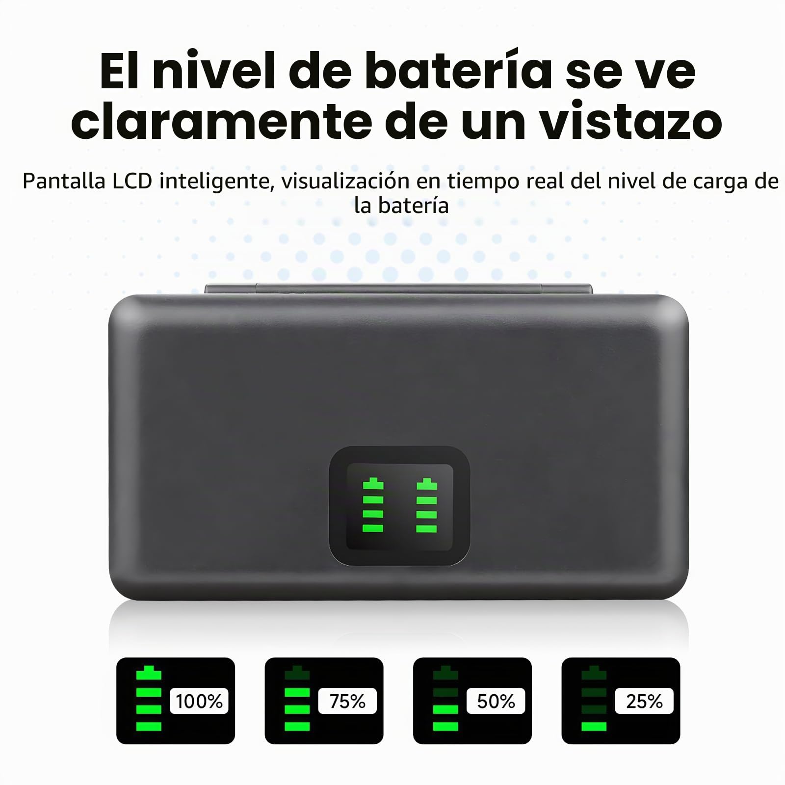 CITYORK Juego de Cargador de Batería para DJI Osmo Action 5 Pro y Osmo Action 4 y 3, Batería de 2250 mAh (2-Pack) y Ranuras de Doble Canal, con Pantalla LCD y Cable USB