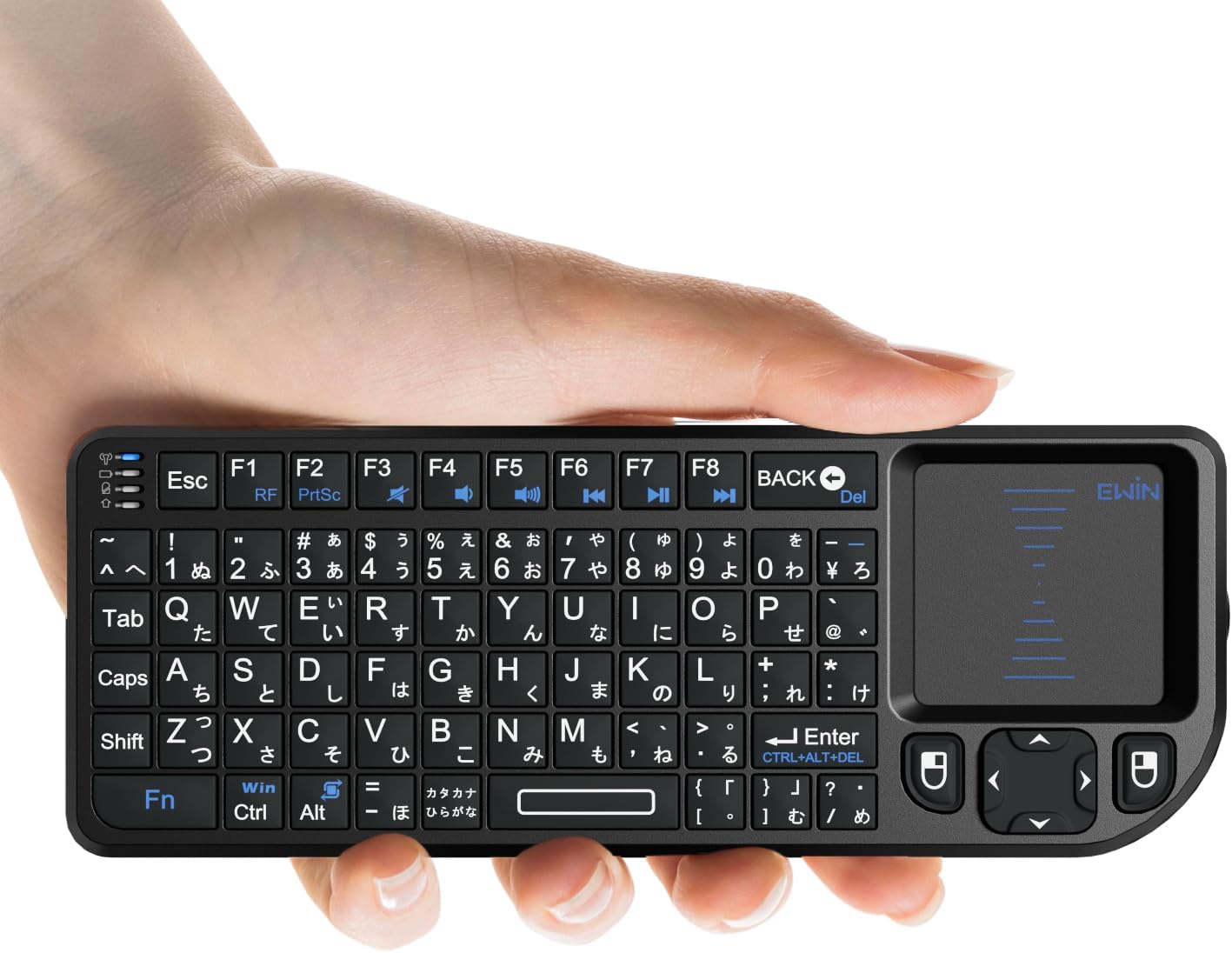 Ewin® ミニ キーボード ワイヤレス 2.4GHz タッチパッド搭載 超小型 mini Wireless keyboard マウス一体型 キーボード 日本語JIS配列 (72キー) 無線 USB レシーバー付き Type-Cアダプタ 接続簡単! 【日本語説明書付き】