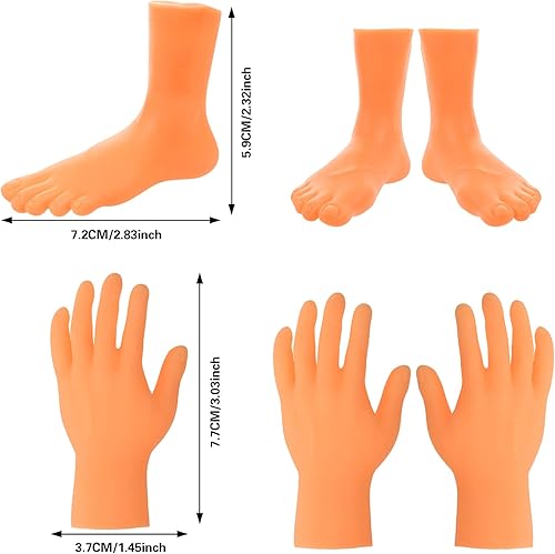 Miniatura 2 de UHOEMNY - 4 piezas de dedos de manos pequeñas mini manos dedos manos realistas dedos marionetas juguetes de mano plana mini marioneta de mano dedos