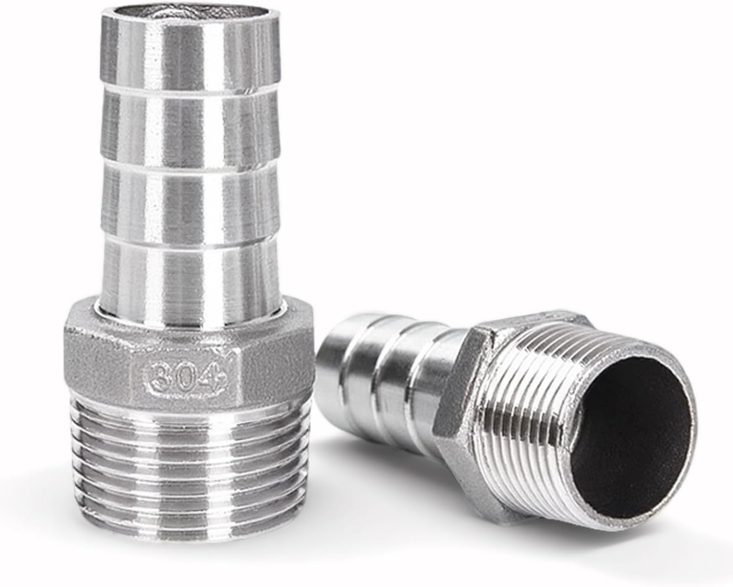 Hose Barb Fittings,304 Stainless Steel,3/4" Hose Barb to 3/4" Male NPT Male Thread Adapter Connector,Industrial Hose to Pipe Fittings Connect for Gas/Water/Oil.(2Pcs)