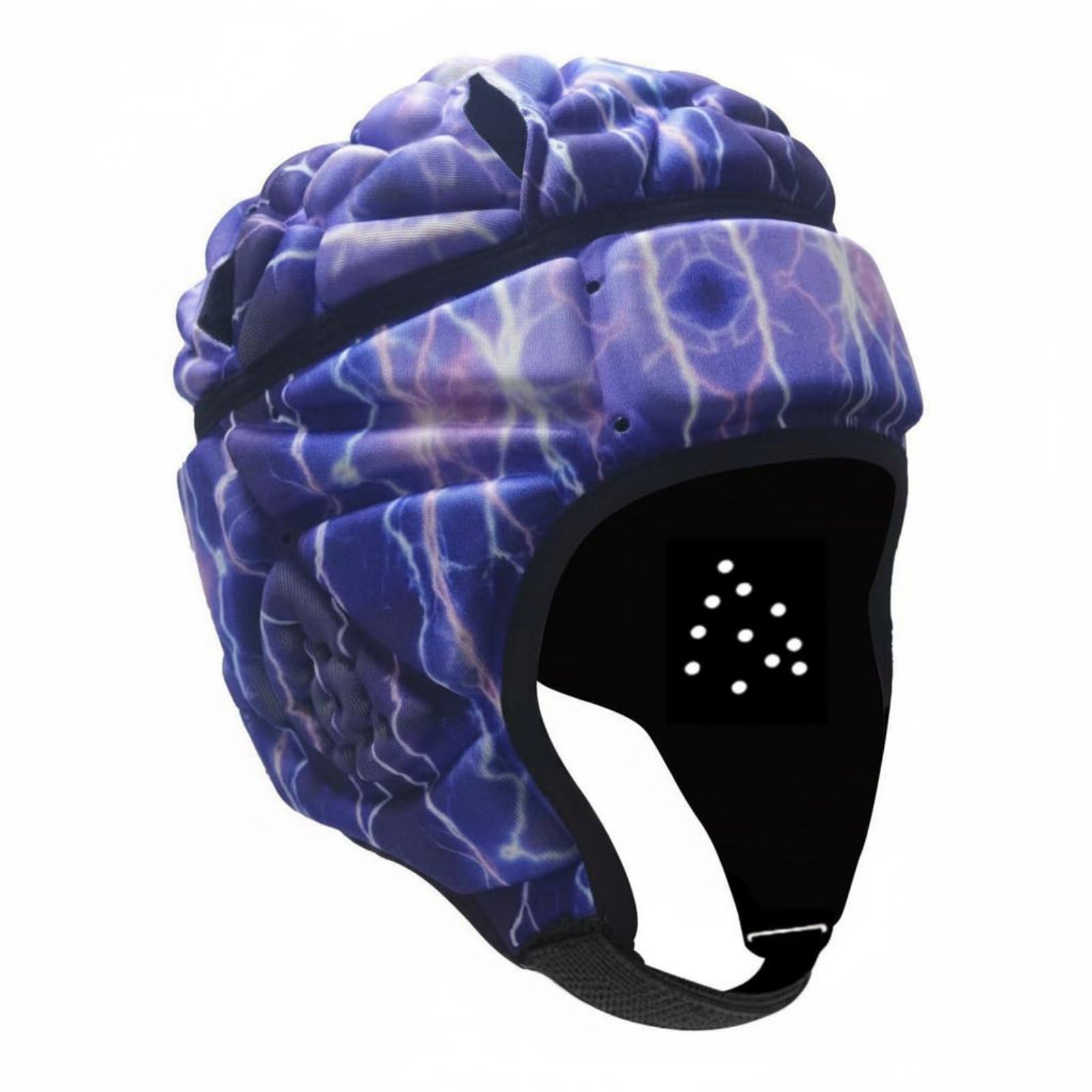 Shock Absorbing Soccer Goalie Helmet Lightweight Padded Head Guard Breathable Soft Shell Helmet Adjustable Fit for Goalkeepers, Youth, Kids, Rugby, Skateboarding, Lightning-image-33
