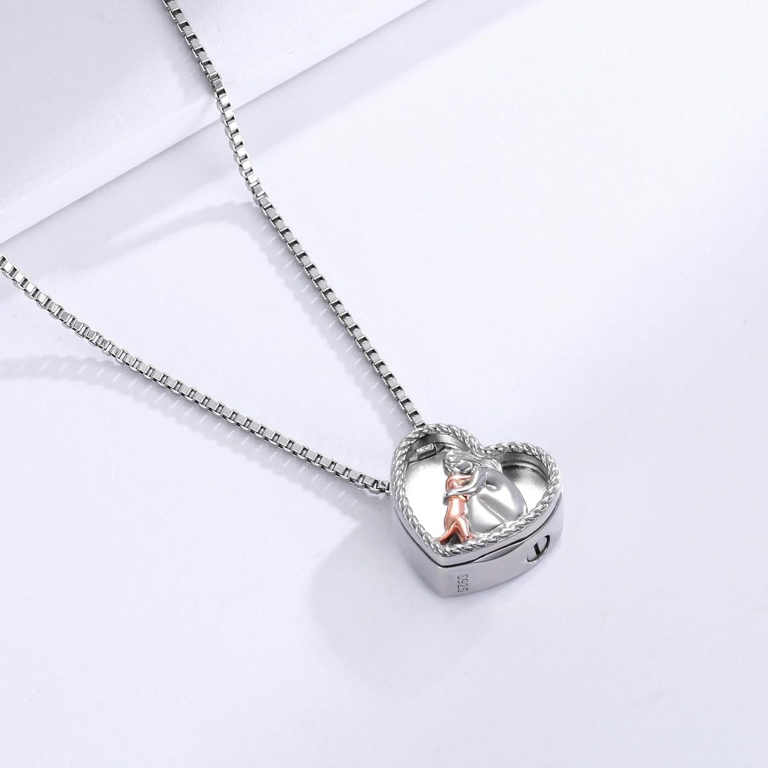 Sterling Silver Dog Urn Necklace for Pet Ashes - S925 Pet fur Cremation Memorial Keepsake Pendant Jewelry Gifts for Women Loss Puppy