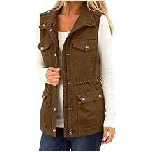 Lmdudan Women's Cargo Vest Multi Pocket Sleeveless Utility Travel Jacket