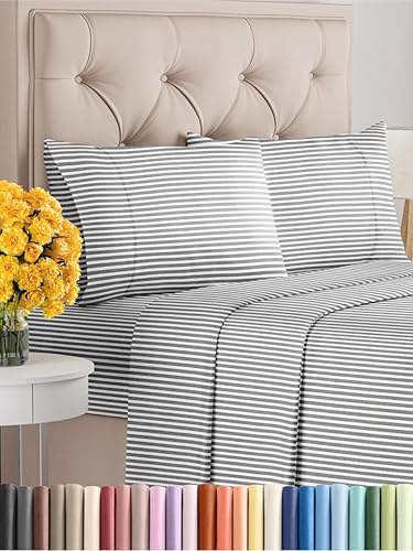 Vista 287 de Juego de sábanas de 4 piezas tamaño king, extrasuaves, transpirables y refrescantes con esquinas profundas, sábanas de fácil ajuste y sin arrugas