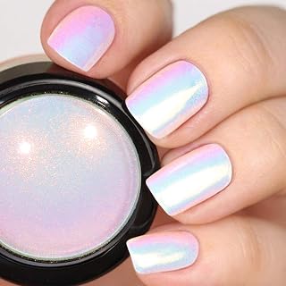 PrettyDiva Mermaid Chrome Nail Powder - White Iridescent Chrome Nail Powder Pearl Aurora Powders for Nails, Opal Mermaid Unicorn Pigment Powder for Nails Chrome Mica Powder Manicure Pigment