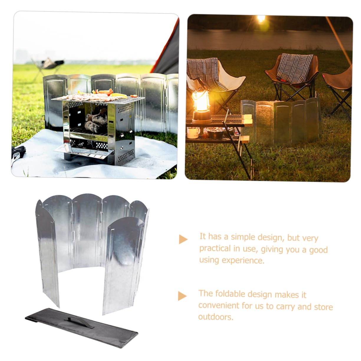 YARNOW Strumenti Antivento Leggeri per Campeggio Frangivento Portatile per Barbecue e Cucina da Campeggio Paravento Creativo per Fornello
