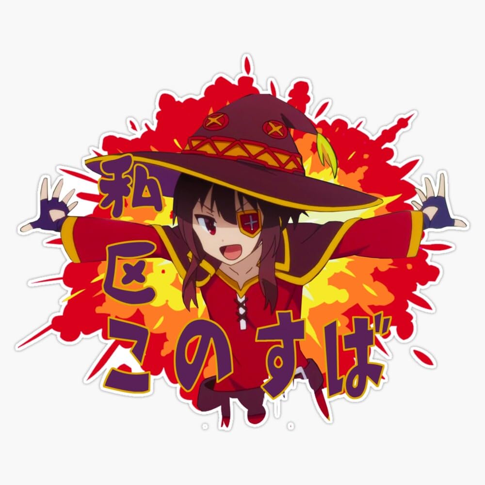 Konosuba Megumin Anime Manga T Sticker Vinyl Waterproof Sticker Decal Car Laptop Wall Window Bumper Sticker 5"