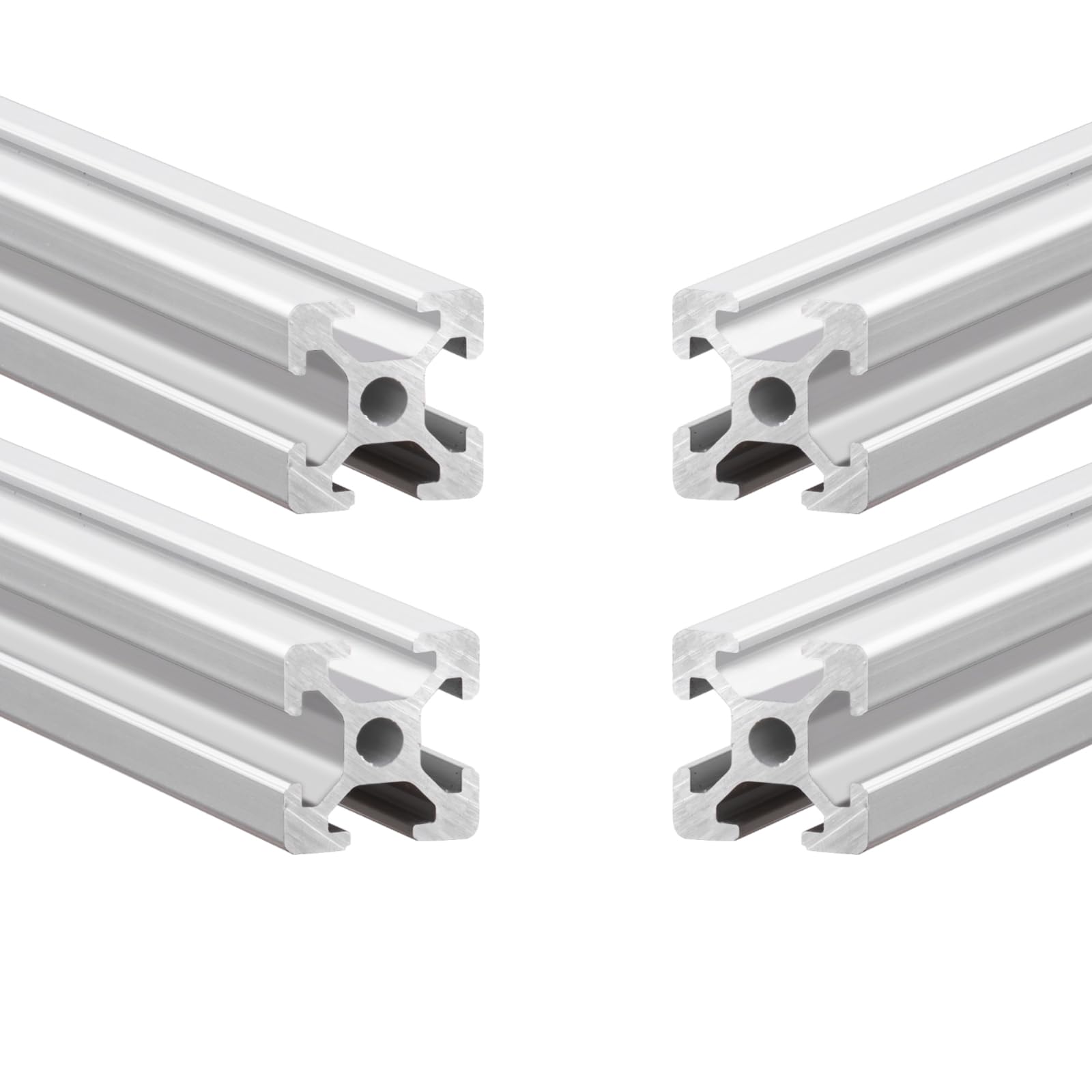QNK 4pcs 400mm T Slot 2020 Aluminum Extrusion European Standard Anodized Linear Rail for 3D Printer Parts and CNC DIY Silver (15.75")