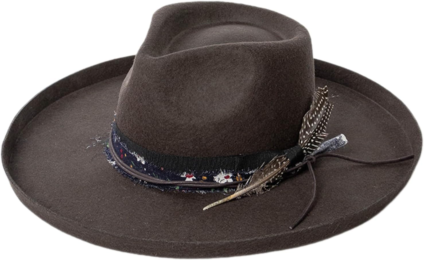 Homburg Wool Hat with Exotic Ribbon Wide Brimmed Surprise Gifts Gifts for Father Uncle for Men Women Winter
