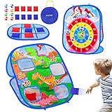 3 in 1 Kids Toys Bean Bag Toss Game Christmas Party Corn Holes Outdoor Indoor Toddler Dart Board Toys with 8 Bean Bags & 8 Sticky Balls Beach Yard Lawn Games Gift for Kids Boys Girls Age 2-4 3-5 4-8