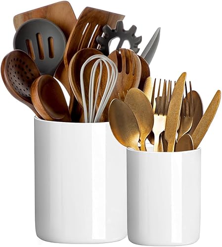 Morden - Soporte para utensilios, 6.3 + 4.7 pulgadas, de cerámica, para encimera, utensilios de cocina grandes, para decoración de encimera de
