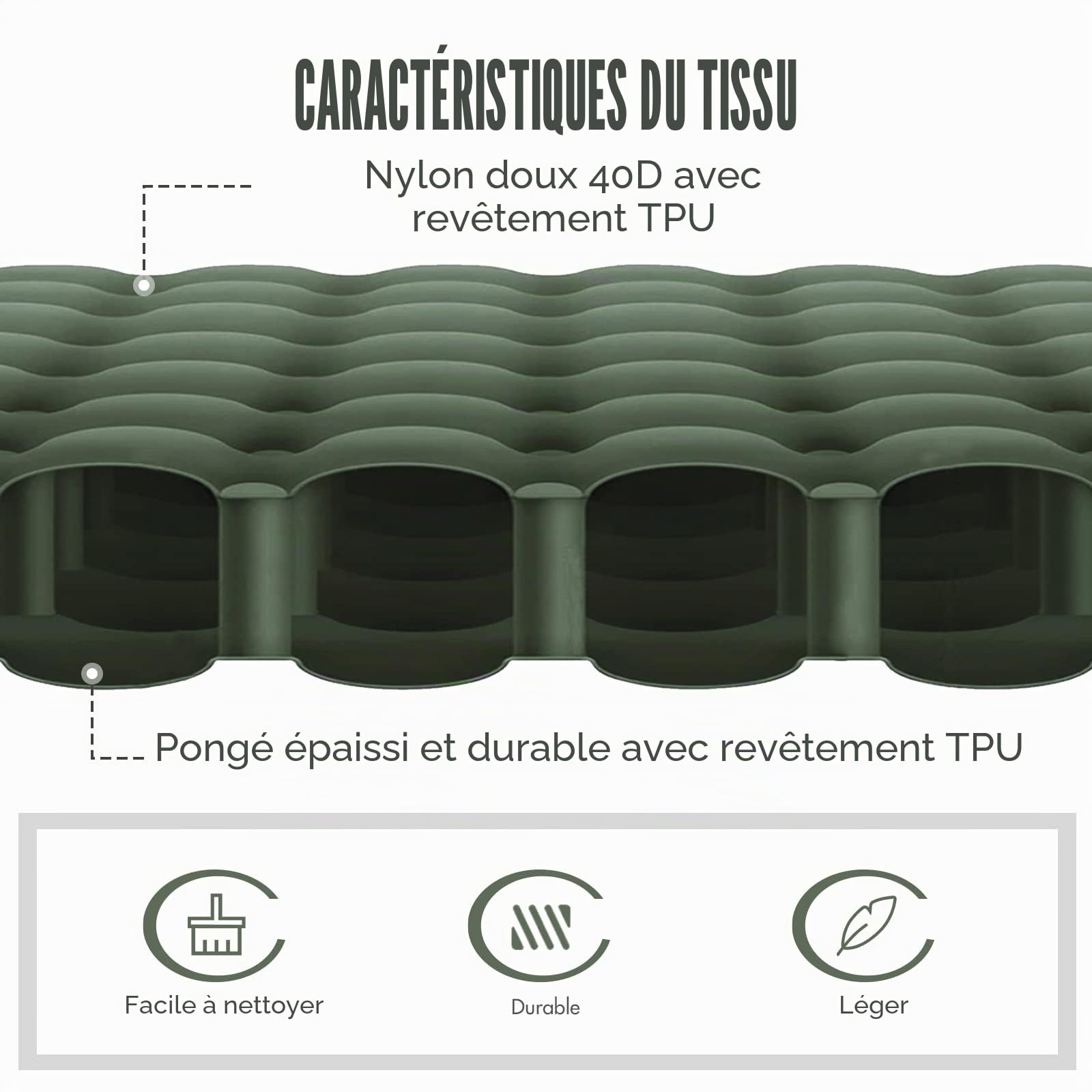 Portal Matelas de camping simple de 10 cm d'épaisseur avec pompe à pied, tapis de camping gonflable, matelas de tente gonflable, lit gonflable de camping pour adultes, tapis roulant, sac à dos
