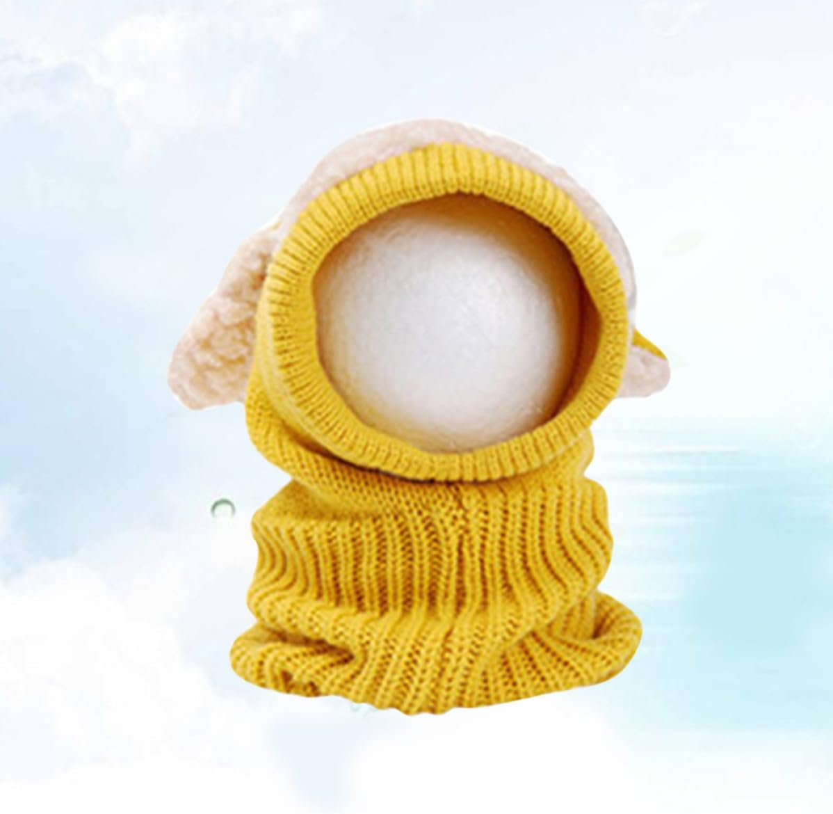 Dog Knit Woolen Hat Scarf Set for Winter Boys Yellow