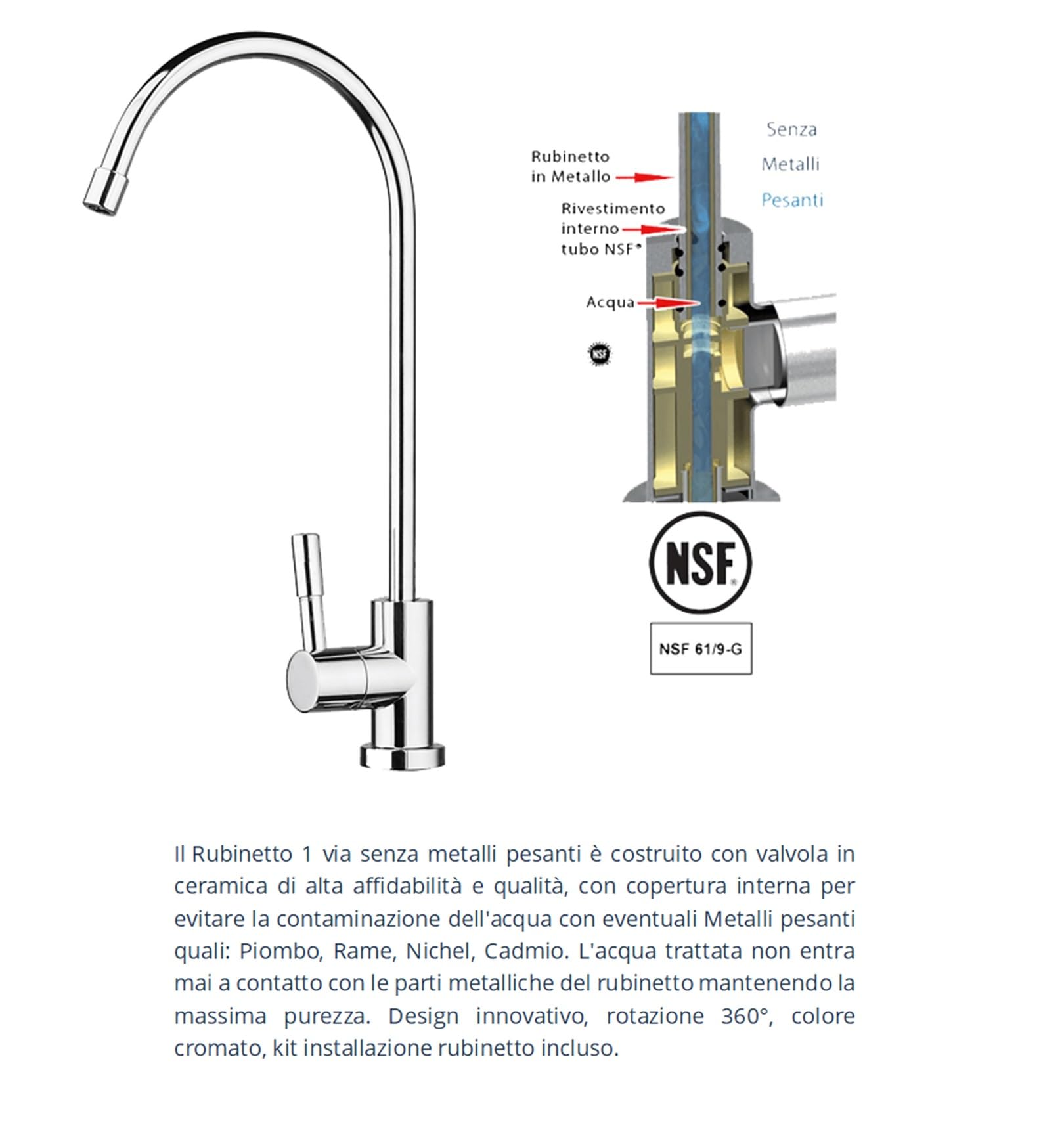 Kit Depuratore Acqua Domestico 4-UF con Rubinetto Dedicato, Depuratore Sottolavello a 4 Stadi di Ultrafiltrazione da 0.01 Micron, Innovativo e Certificato. Rimuove Cloro, Sedimenti, Sporcizia.