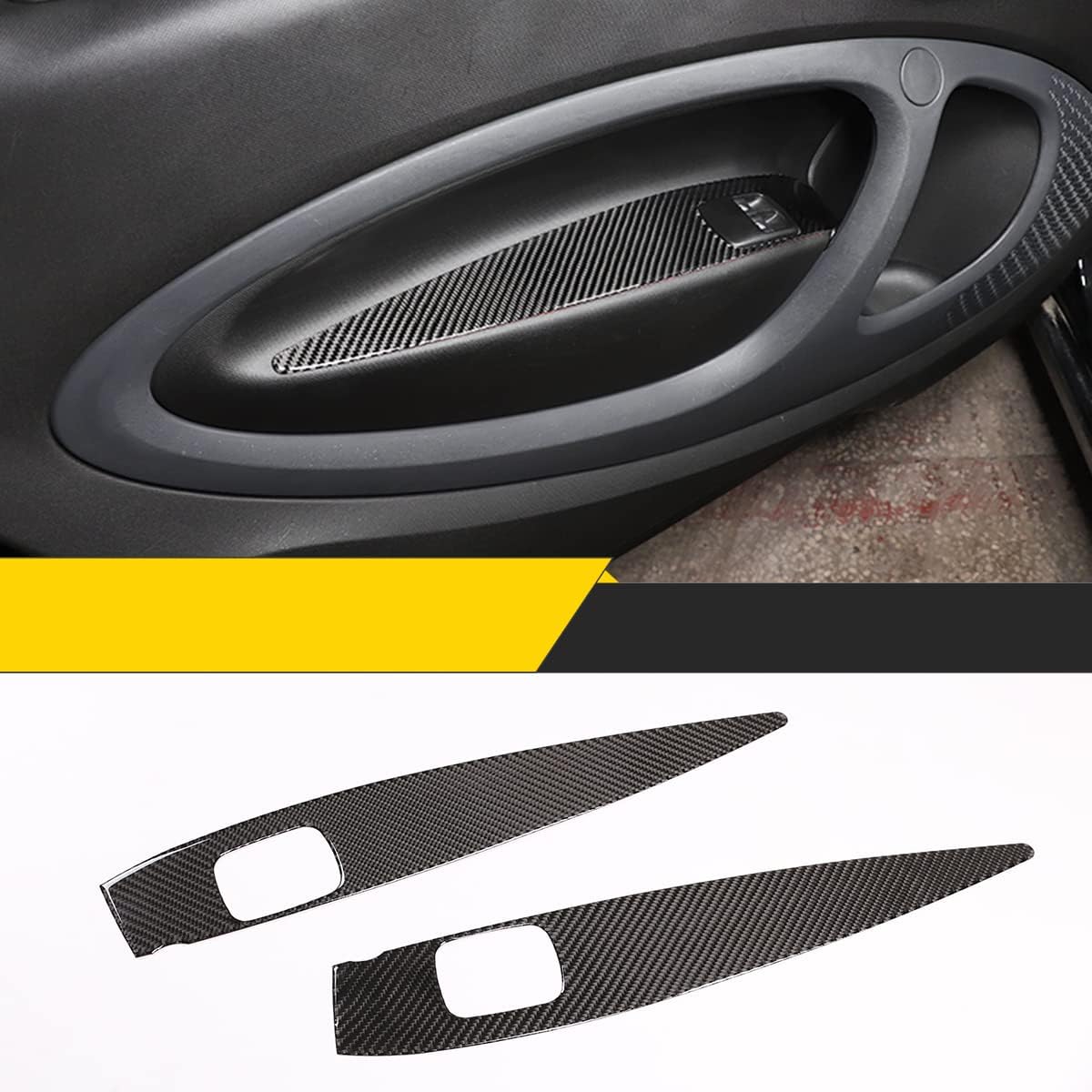 for Mercedes-Benz Smart 2016-2021 Real Carbon Fiber (Soft) Car Window Glass Buttons Panel Decorative Sticker Car Interior Accessories