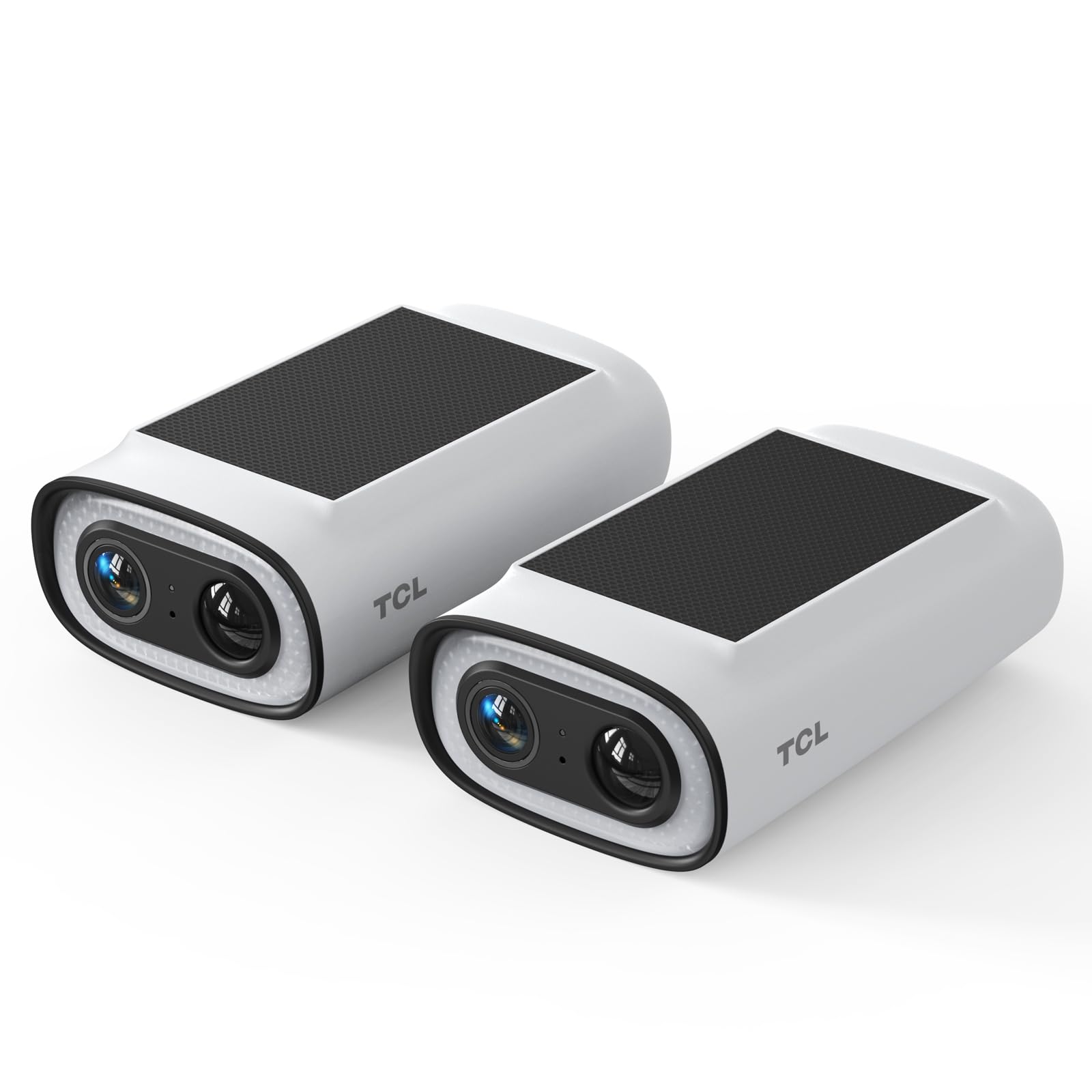 TCL 2K Solar Security Camera Cam B1 2-Cam Pack, Wireless Outdoor Wi-Fi Camera, Solar-Powered with Removable Battery, Color Night Vision, Waterproof, Compatible with Alexa, Ideal for Home Security