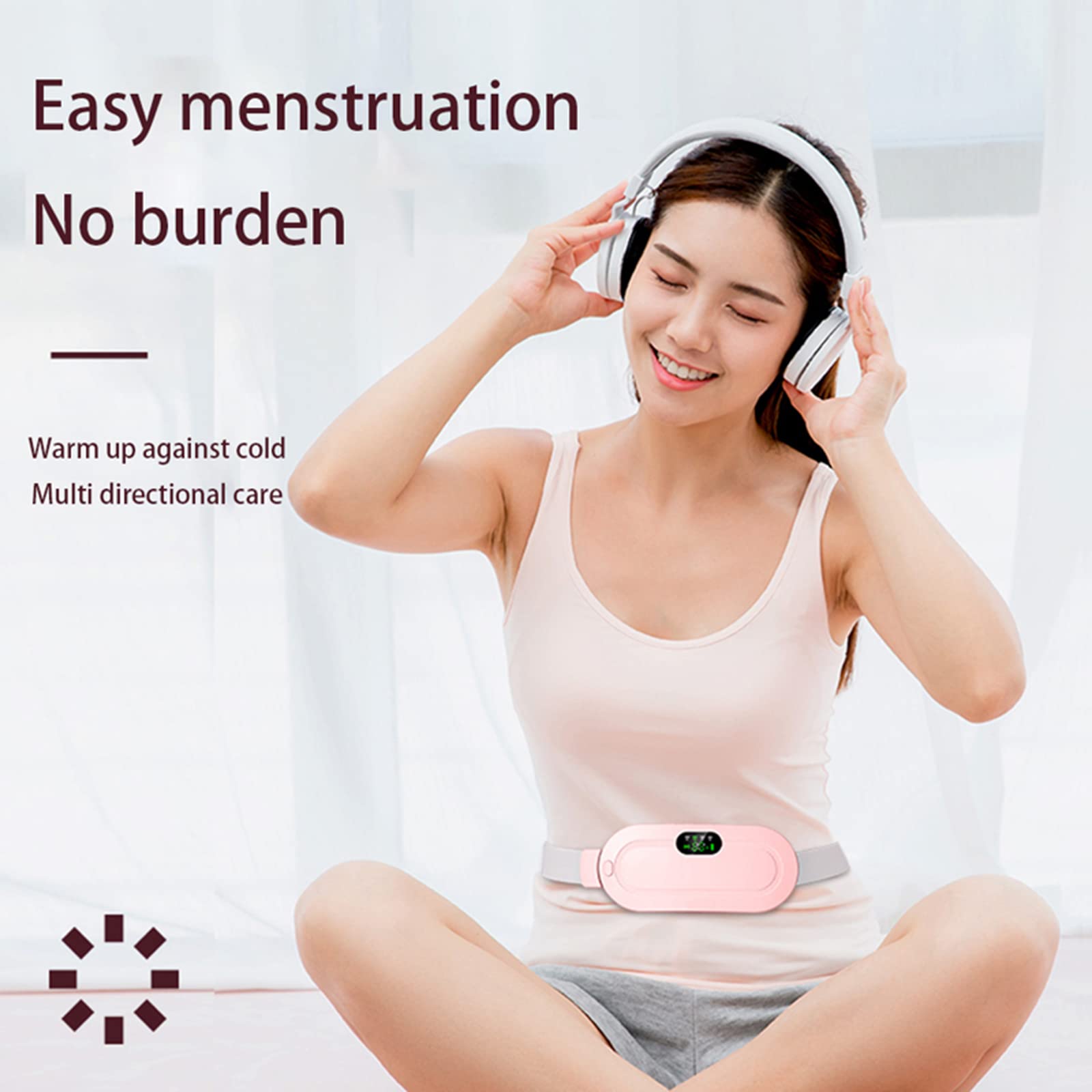Tragbares Menstruations-Heizkissen, USB Elektrische Bauchwickel Wärmegürtel, Mit 3 Wärmestufen Und 3 Massagemodi, Schnelle Erwärmung Wickelgürtel Für Frauen Mädchen (Rosa)