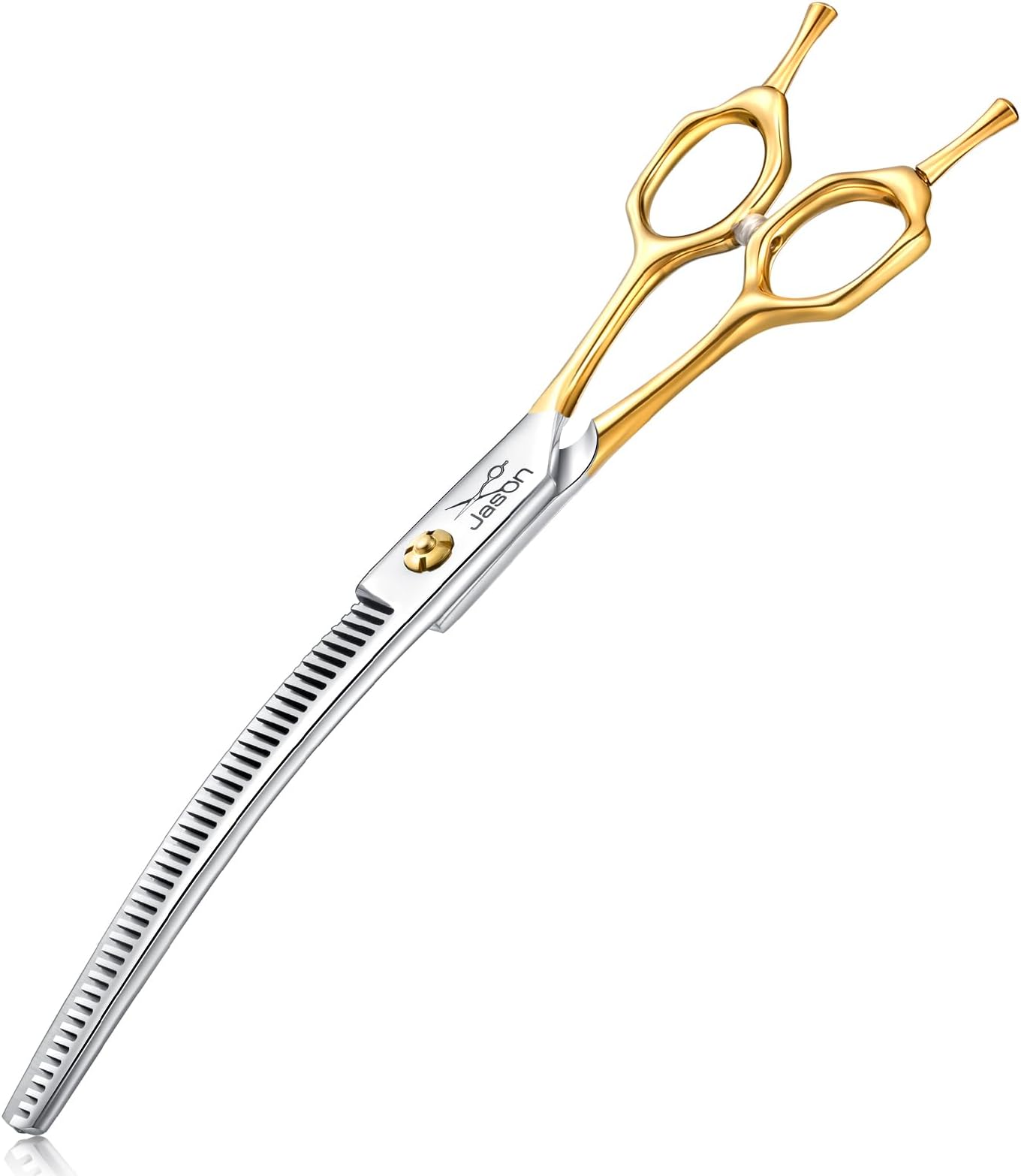 Jason 7.5 Inch Curved Thinning Scissors for Dog 43 Teeth Professional Downward Curved Blending Trimming Shears Japanese 440C Stainless Steel Dog Scissors with Symmetrical Handle