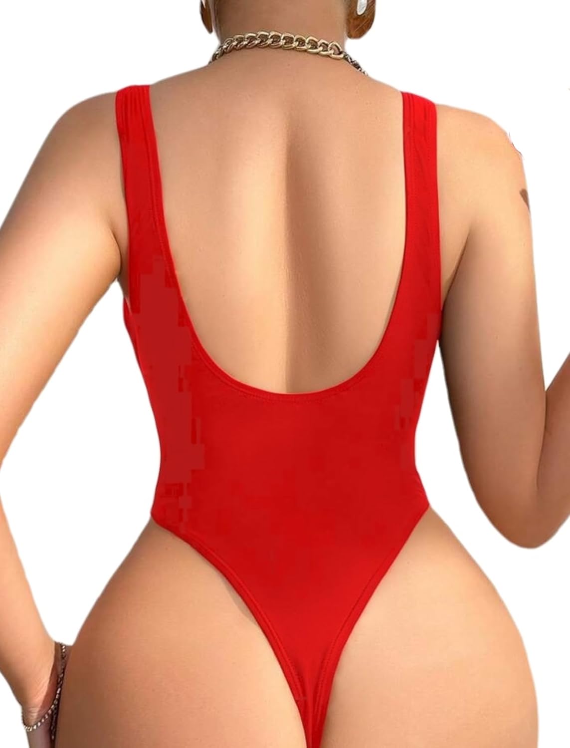 HYTENSUN Sexy One Piece Swimsuit for Women Deep V-Neck Backless High Cut Thong Bottom Open Back Bathing Suit