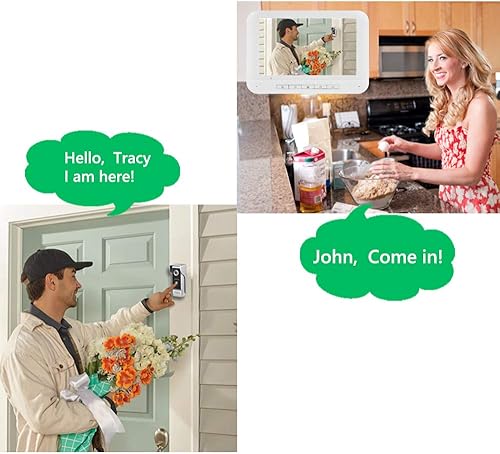 Miniatura 2 de Sistema de video portero, monitor de 7 pulgadas, kit de timbre de puerta de video con cable, intercomunicador de puerta de cámara IR al aire libre,