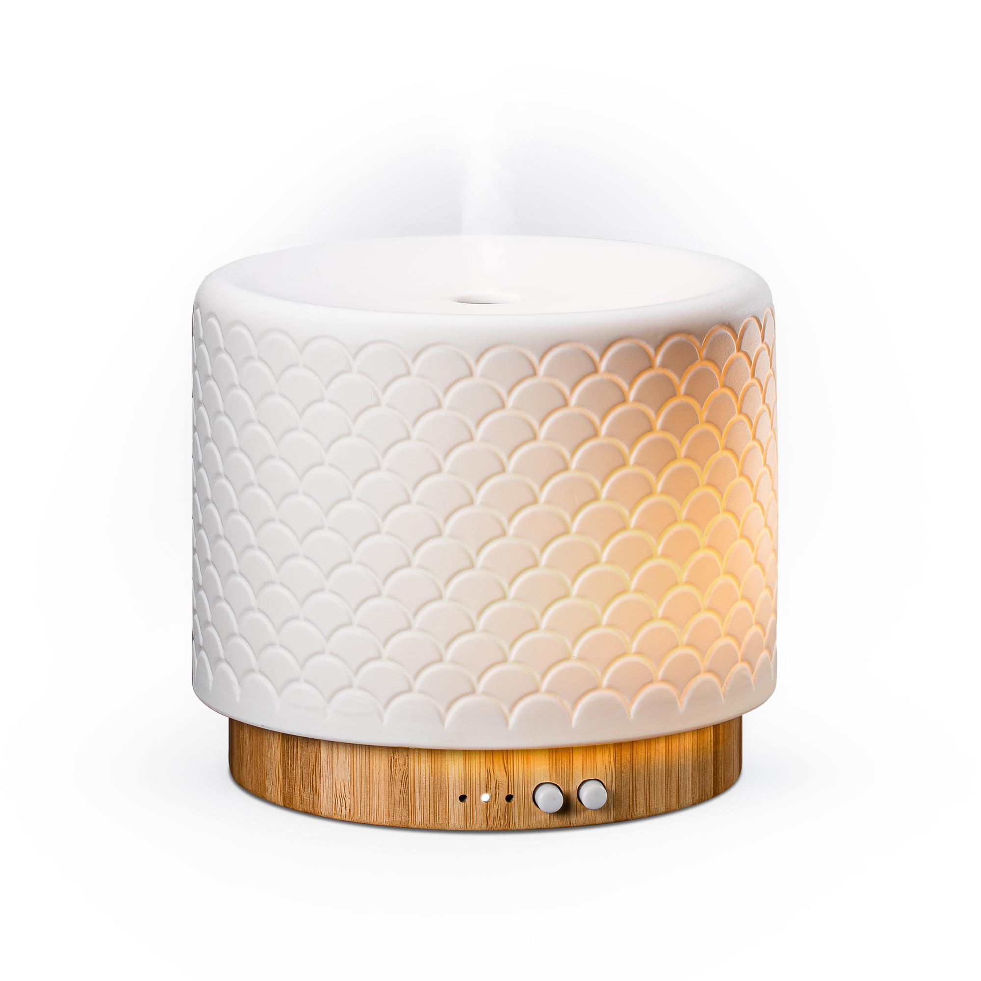 Moya - Difusor Aceites Esenciales Ultrasónico 280 Ml - 14h Autonomía - Luz LED – Temporizador - Silencioso con Apagado Automático - Aromaterapia - Modo Respiración Antiestrés - Bambú Y Cerámica