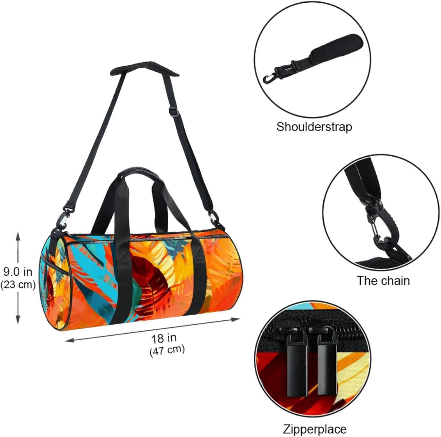 Gym Bags for Men,Travel Duffel Bags for Women,Autumn Orange Leaves Painting,Workout Bag