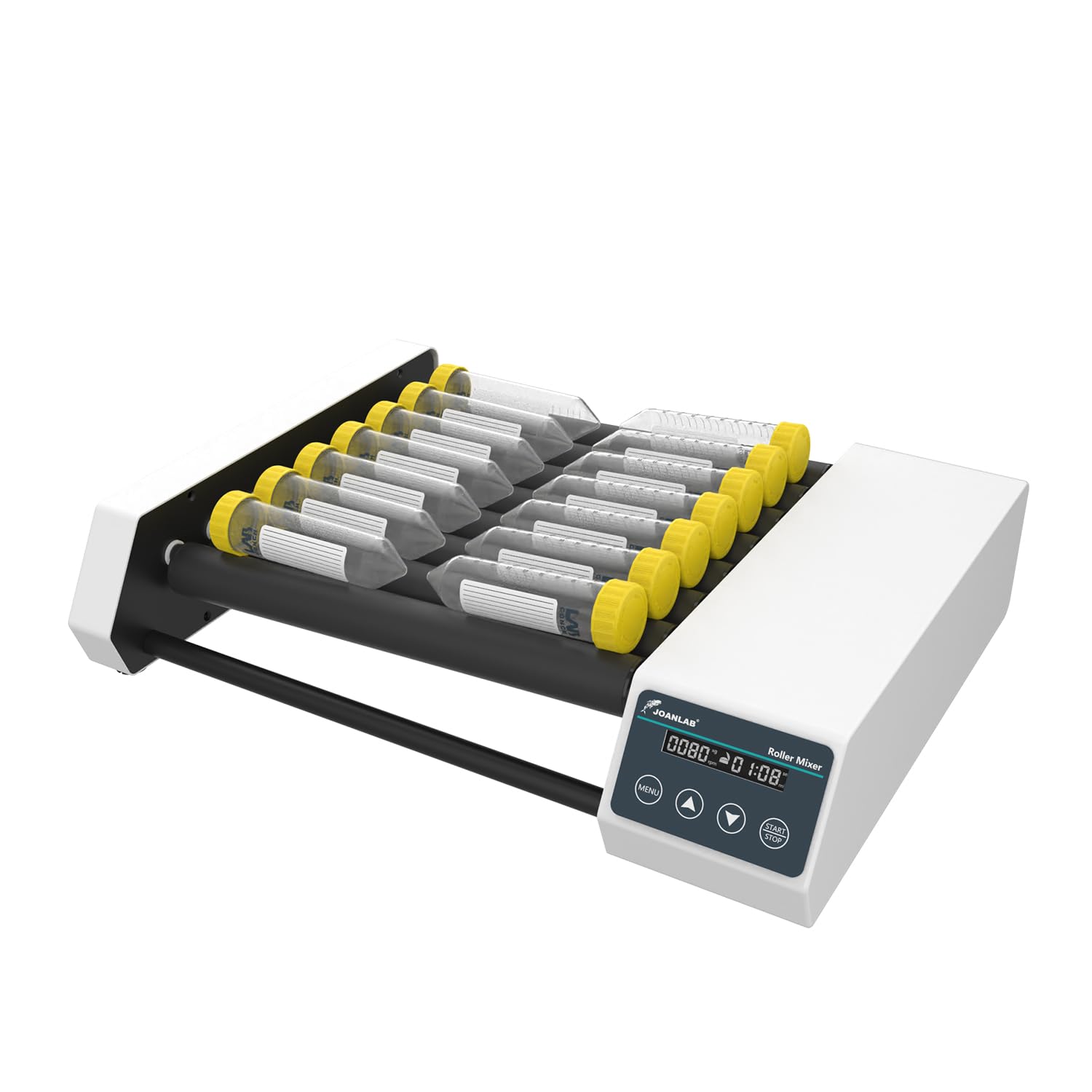 JOANLAB Mezclador de Rodillos Digital 8 Ejes para Tubos de Laboratorio, Velocidad Ajustable 20-80 RPM con Temporizador, para Tubos de 6-34mm