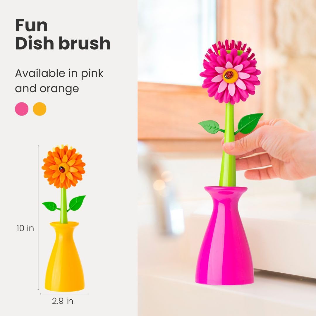 Flower Power Dish Brush - Pink -3