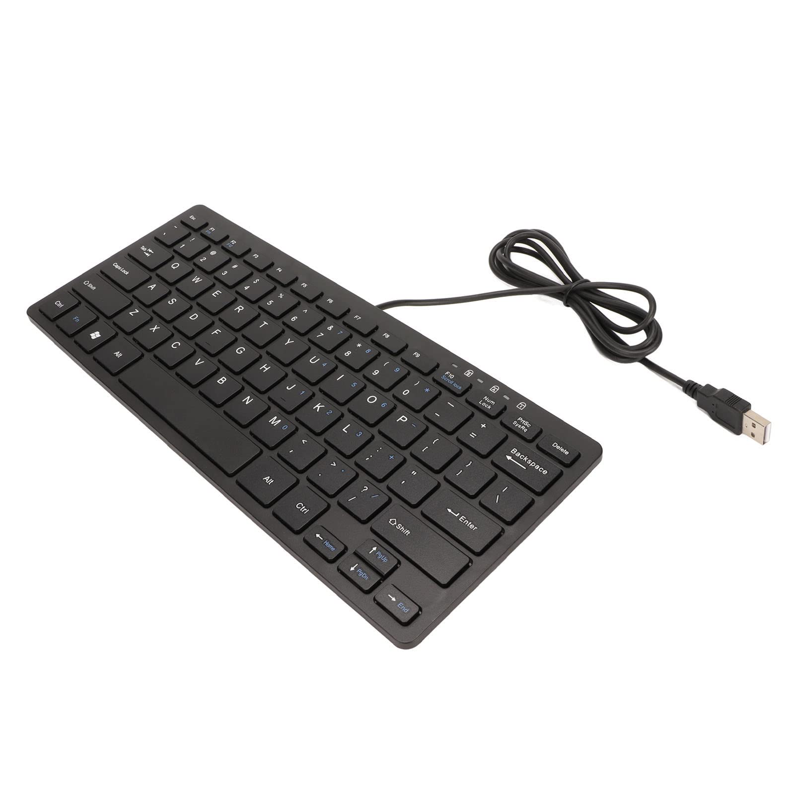 Mini Keyboard, Quiet Fast Typing USB Wired Keyboard 78 Keys for Desktop (Black)