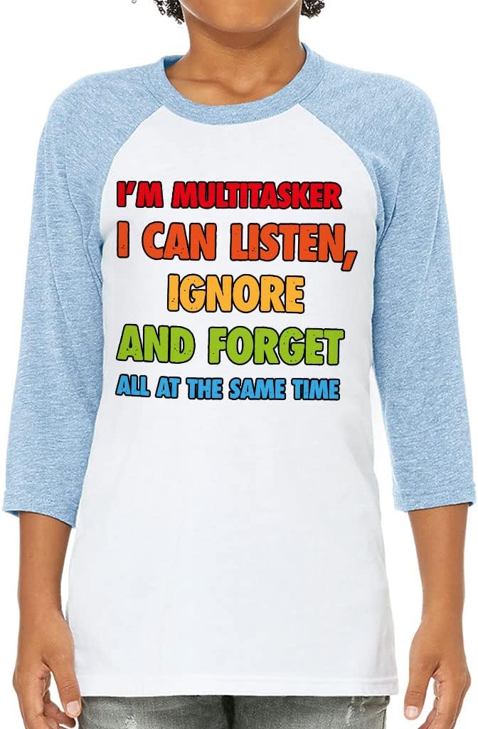 I'm a Multitasker Kids' Baseball T-Shirt - Funny 3/4 Sleeve T-Shirt - Sarcastic Baseball Tee