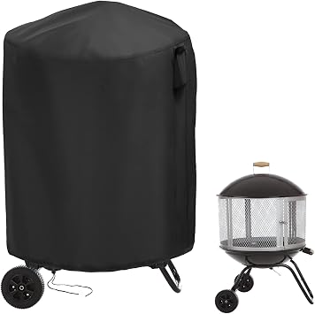 Outdoor Fireplace Cover for Firesense 01471 Round Fire Pit with Wheels,Heavy Duty Wterptoof and Storage Covers Fit for Aoxun Outside Wood Burning Chiminea Bonfire Oven