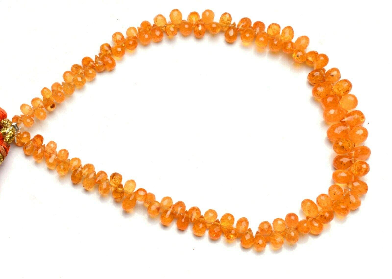 LKBEADS Unisex 8 Inch Spessartine Garnet 5X3-6X4mm Teardrop Shape Faceted Cut Stones for Jewellery Making, Beading & Craft Supplies (Multicolor) -4450