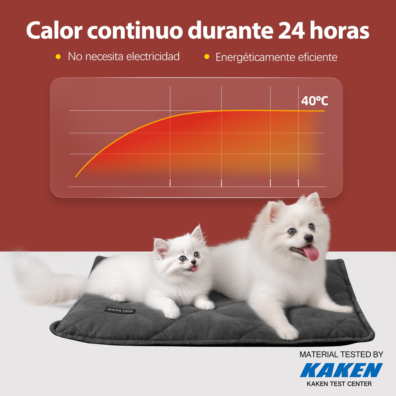 Mora Pets Manta autocalentado Gato Cama térmica sin Electricidad y baterías cojín de Calor Innovador e ecológico Manta termica 76 x 52 CM