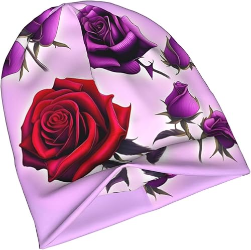 Miniatura 5 de Red and Purple Roses Unisex Elastic Brimless Hat for Home Indoor and Outdoor Activities Skiing Mountaineering Traveling