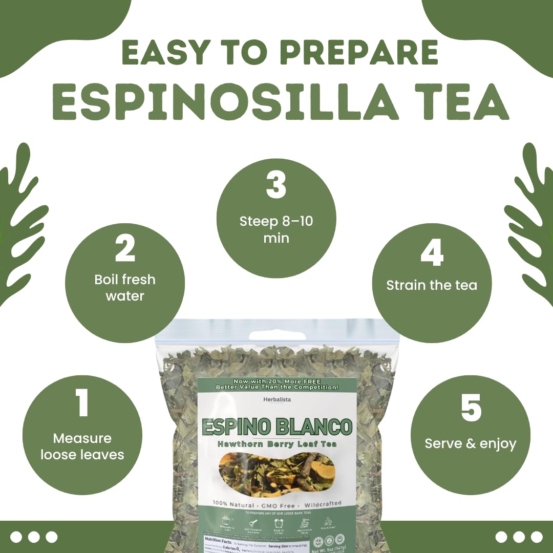 Herbalista - Viral 5oz (141g) Espino Blanco Te Herbal (Hawthorn Berry) Herbal Tea - Premium Hoja de Calidad | 100% All-Natural Loose Leaf| Non-GMO Mexican Herbal Tea Wildcrafted. - Image 5