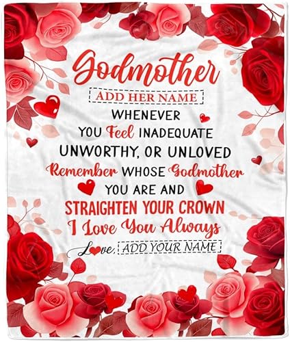 Miniatura 6 de Manta personalizada con texto en inglés To My Godmother, Thank You for Love, mariposa, madrina, cumpleaños, Día de la Madre, Acción de Gracias,