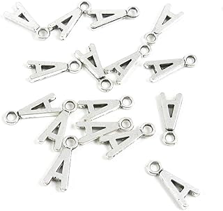 40 Pieces Antique Silver Tone Jewelry Making Charms Supply ZY0225 Alphabet Letter A