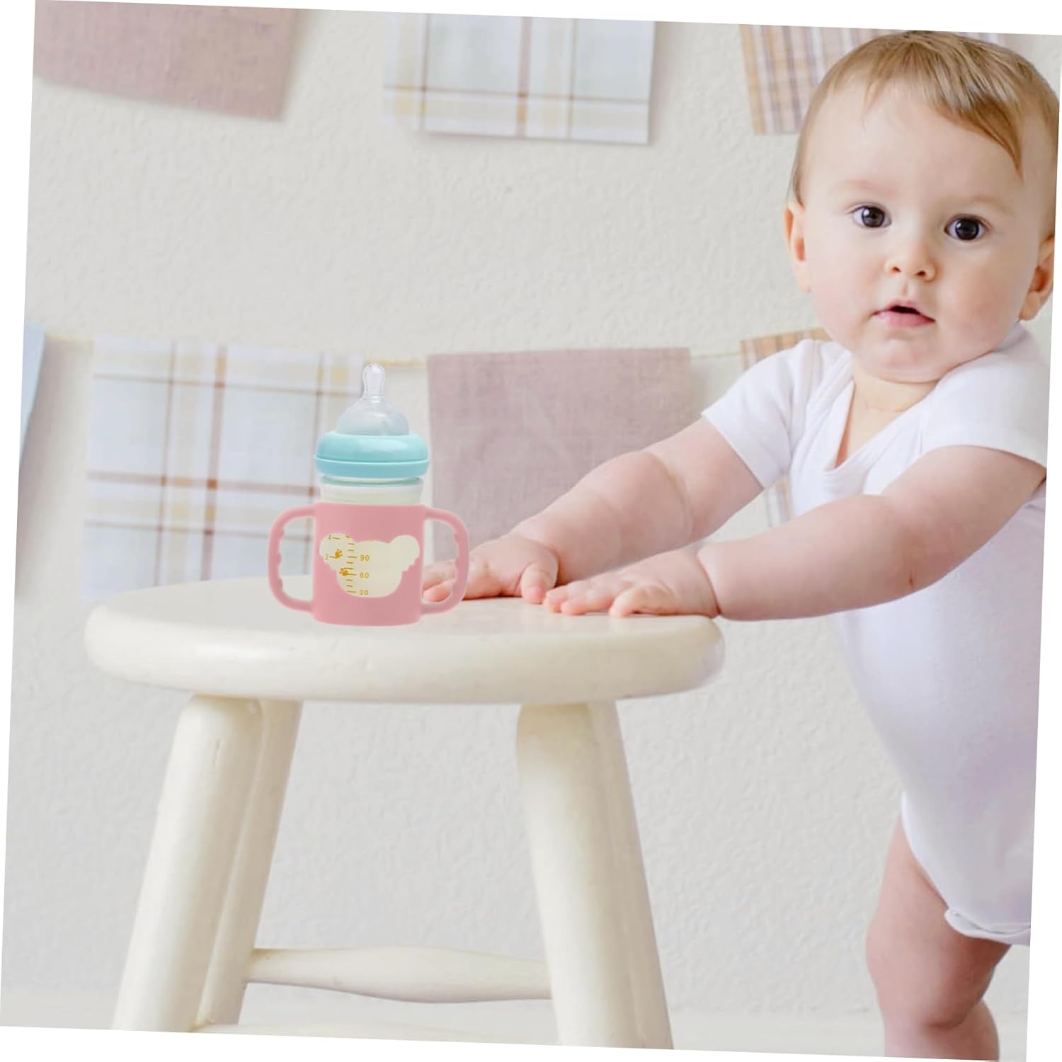 4pcs Silicone Milk Bottle Handles Soft Comfortable Grip for Easy Transition from Bottles to Cups Fit for Various Milk and Water Easy to Clean
