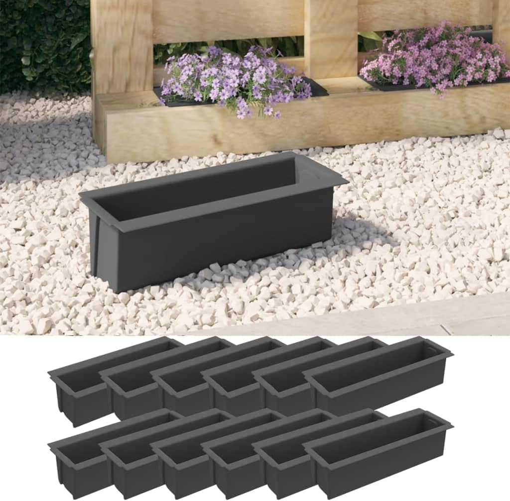 vidaXL Flower Boxes for Euro Pallets 12 Pcs, Plant Box for Indoor Outdoor Flower Herb, Flower Planter, Garden Planter, Patio Raised Bed, Gray PP