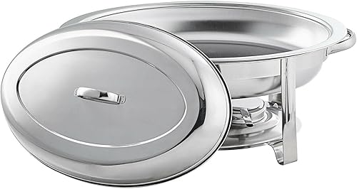 Miniatura 4 de Juego de 6 cuartos de galón de acero inoxidable de 23 tamaños ovalados de acero inoxidable cromado, calentador de alimentos, calentador de alimentos
