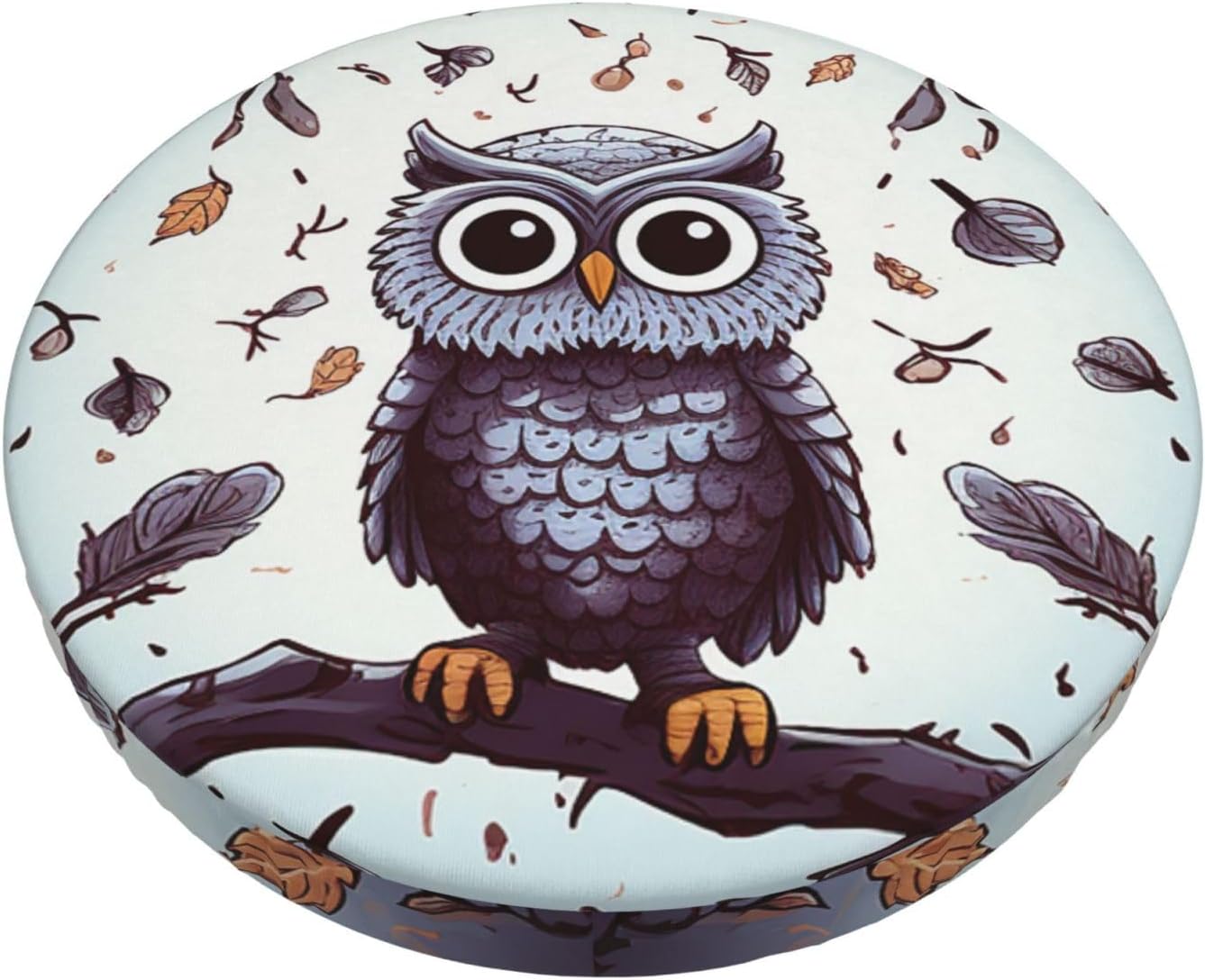 Bar Stool Cover Round Elastic Stool Cushion Covers Owl Tree Branches Bar Chair Cover Washable Stool Cushion Slipcover Stretch Stool Seat Covers for 12-14 Inch Chair