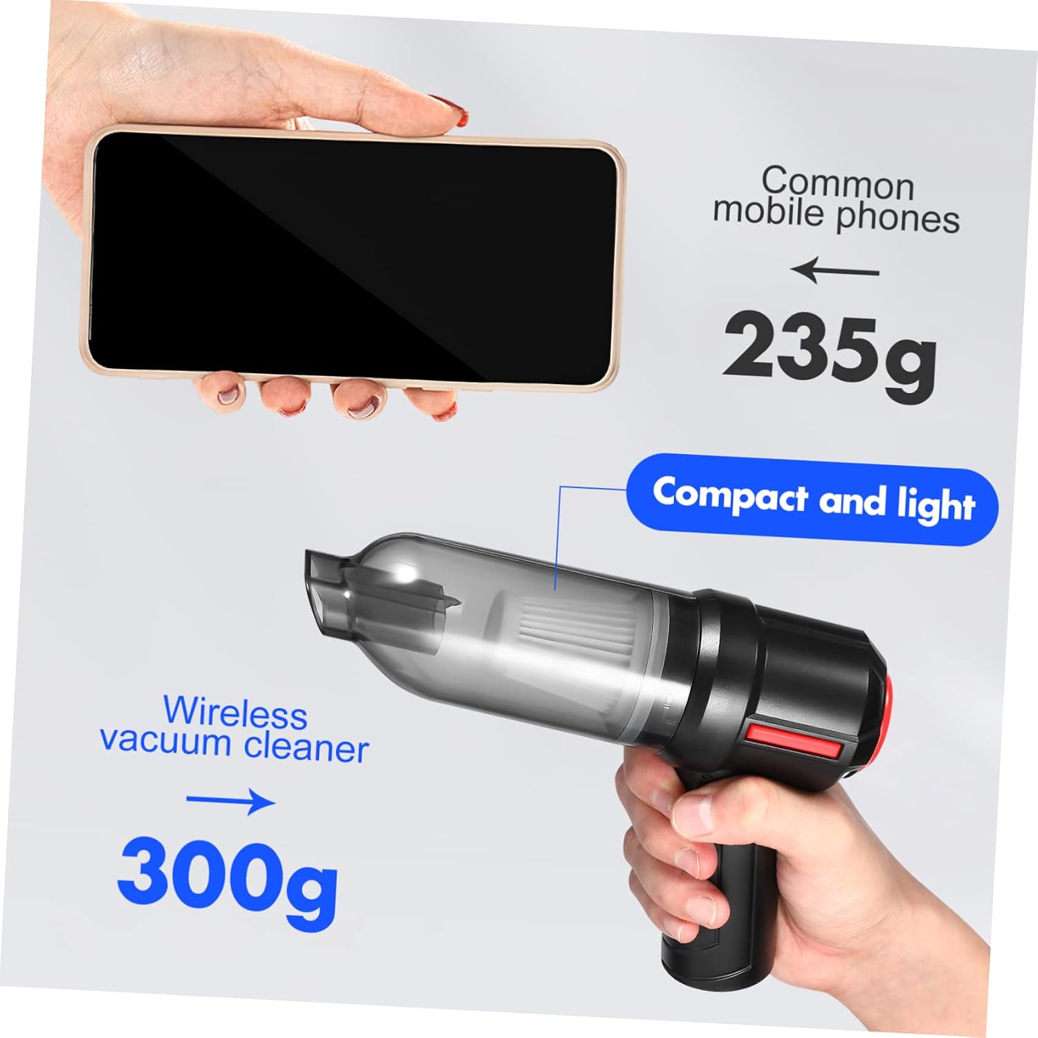 POPETPOP Stick Vacuum Cleaner Desk Vacuum Cordless Handheld Electric Air Duster Battery for Keyboard Car Window Cleaning